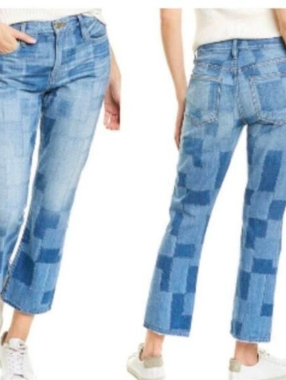 Frame Denim Patchwork Blue Ankle Jeans Size 25